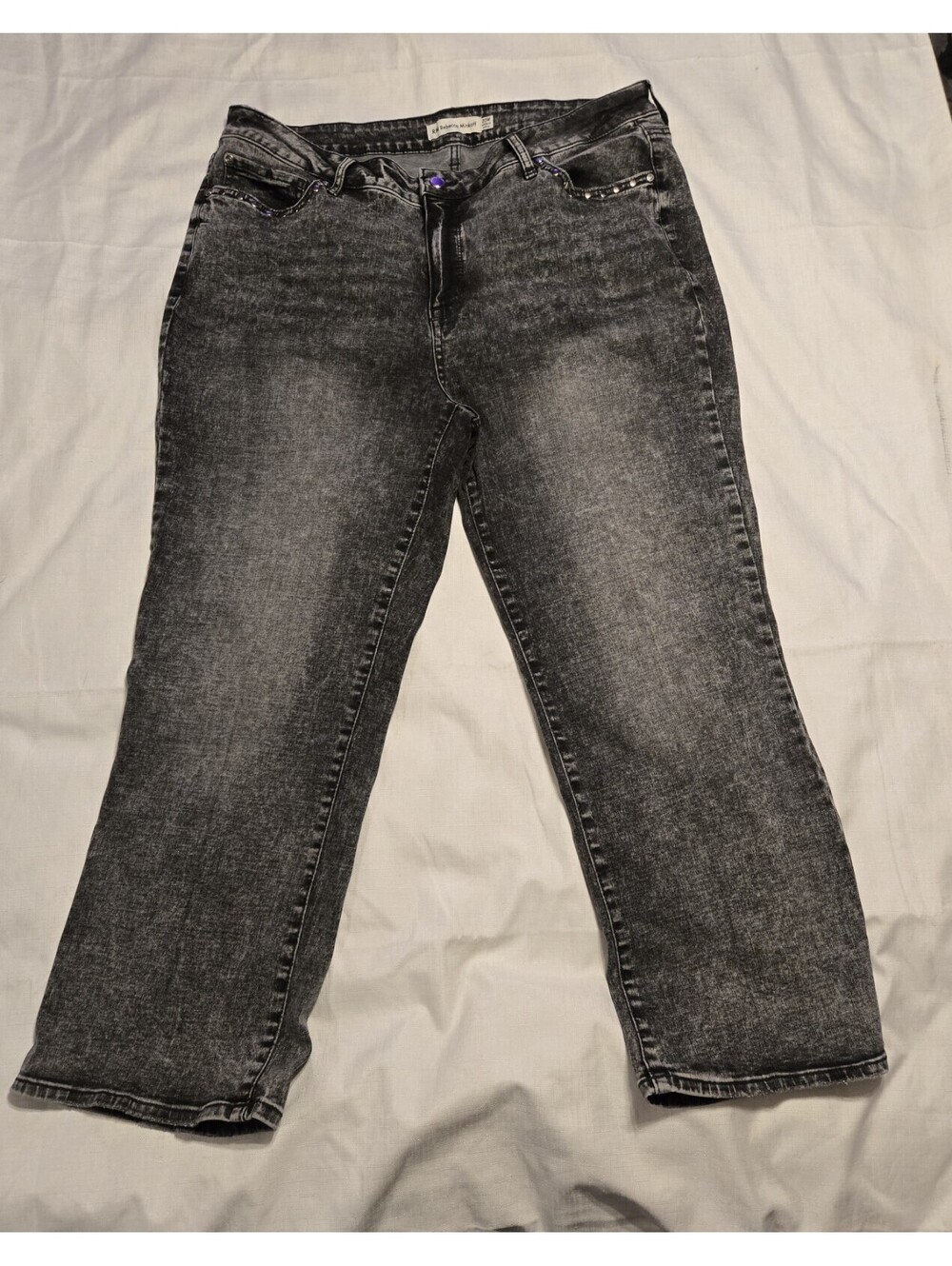 Rebecca Minkoff Women’s Size 20 Denim  Jeans w/ Silver Rivits Black Acid Wash